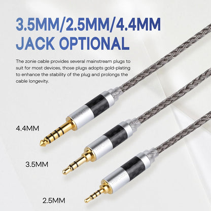 Zonie 16 Core Silver Plated Cable SPC Earphone Cable for BL03 TRN V90 V80 AS10 ZS10 ZS6 ES4 ZST ZSR Iems (2Pin 0.78-3.5Mm, Grey)